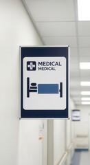 Hospital Corridor Signage Depicting Patient Care And Medical Services Guidance Information