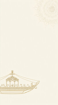 Minimal gold line art doli Indian wedding invitation template with elegant traditional theme.