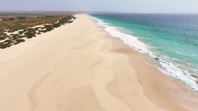 Aerial view of Santa Monica Beach in Boa Vista Cape Verde - Cabo Verde
