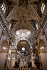 Interior nave and dome of the Collegiate Church of the Conception - Bormla, Malta