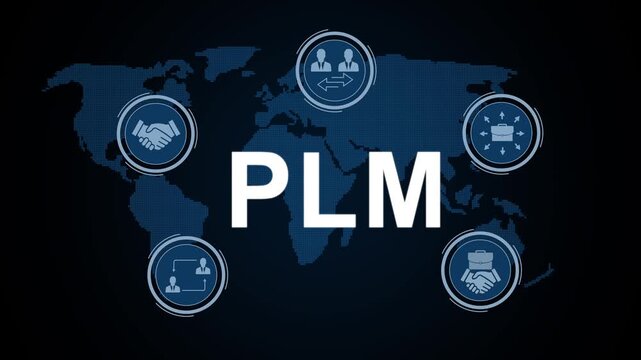 PLM product lifecycle management system for industrial technology, digital transformation, engineering workflow and global internet network.