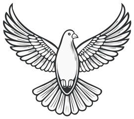Obraz premium Soaring bird illustration, dove with outstretched wings.