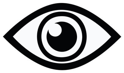 Minimalist black and white graphic representation of a human eye symbol