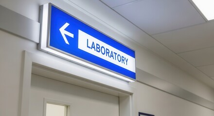 Laboratory Direction Signage Inside A Modern Building Signage Indicates The Path Ahead