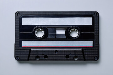 Obraz premium Vintage audio cassette on a light background in a studio shoot.