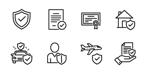 Fototapeta premium Security icons with check marks and shields for protection and safety concepts various objects with verification symbols