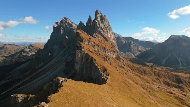 Seceda Mountain In Puez Odle Nature Park in Val Gardena. Dolomites, Italy