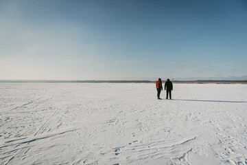 man walking on the lake