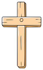 Fototapeta premium Simple Wooden Christian Cross Symbol Isolated on White Background