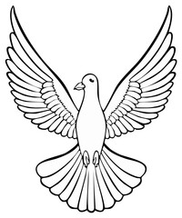 Obraz premium Illustration of a dove bird in full flight, wings spread upwards