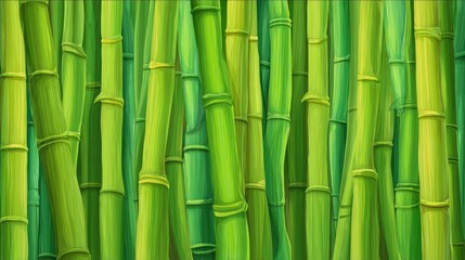 Fototapeta premium Vibrant Green Bamboo Forest Background with Tall Stalks and Lush Foliage Creating a Serene and Natural Atmosphere for Various Design Projects