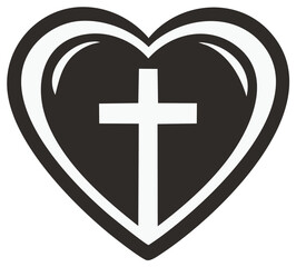 Obraz premium Christian Cross Inside Heart Symbol Graphic Design
