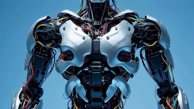 Robot torso with exposed wiring
