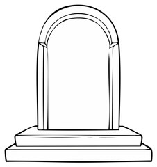 Classic architectural archway with stone steps in a simple line drawing style