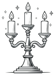 Fototapeta premium Elegant Candelabra with Three Lit Candles and Sparkles