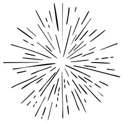 Obraz premium Hand Drawn Starburst Burst Explosion Light Rays Black And White Vector Art