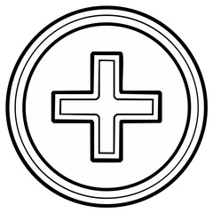 Obraz premium Simple medical cross symbol in a double circle icon for healthcare and first aid concepts