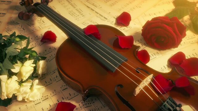 Violin And Flowers Romantic Arrangement