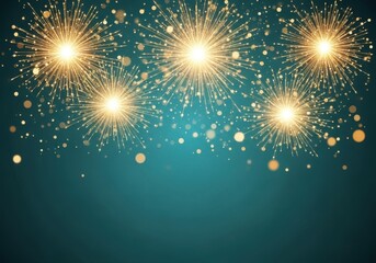 Obraz premium Fireworks exploding in the night sky with a teal background