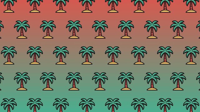 Tropical Palm Tree Seamless Pattern Background, Loopable Summer Island Repeat Design, Cute Cartoon Coconut Tree Vector for Fabric, Wallpaper, Wrapping Paper