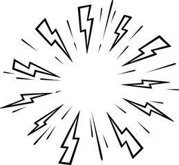 Fototapeta premium A dynamic and energetic illustration of radiating lightning bolts in a circular pattern Vector