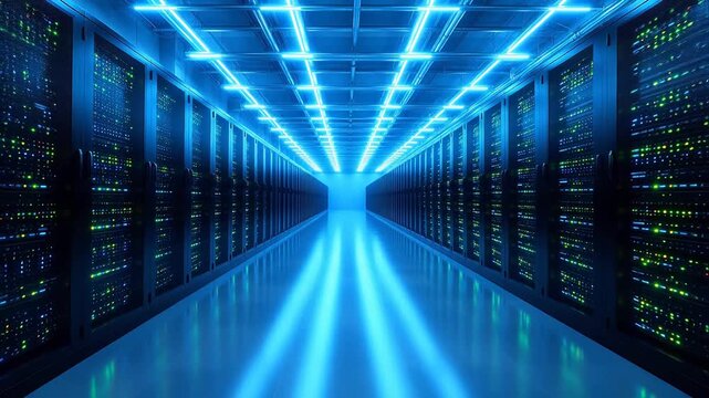 server room with blue lighting