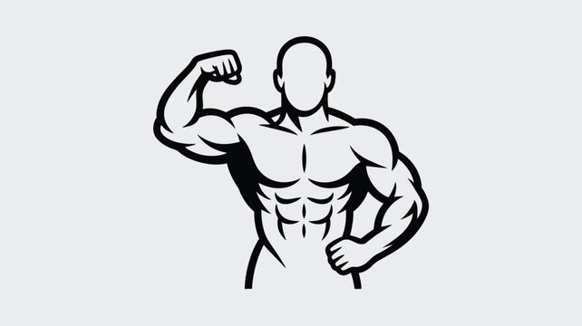 Strong muscular man flexing bicep in dynamic pose