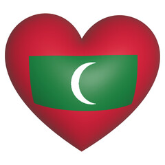Obraz premium 3d heart Maldives flag icon vector illustration 
