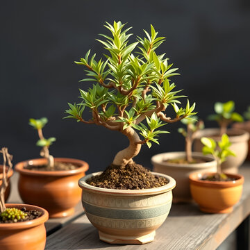 Phyllodium pulchellum in ceramic pots used to create bonsai