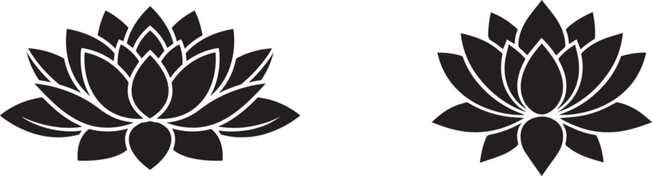 Minimalist Lotus Flower Vector Icon Set for Yoga and Zen Branding to capture natural language searches