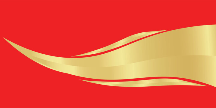 backgound red, gold wave. gold ribbon for banner decoration with place for text. vector illustration