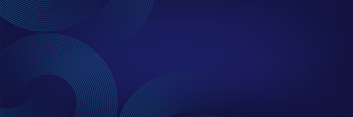 Abstract blue glowing geometric lines on dark blue background. Modern shiny blue circle lines pattern. Futuristic technology concept. Suit for cover, poster, banner eps 10.