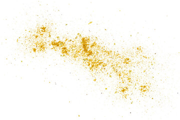 Shawarma seasoning (shoarma), middle eastern spice blend, isolated on white background, ingredients (organic coriander, cumin, white onion granules, garlic granules, bay leaf, black pepper, turmeric) 