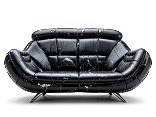 Obraz premium Modern Black Leather Sofa Futuristic Design Living Room Luxury Furniture Minimalist