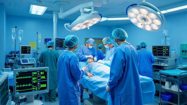 Surgeons performing operation in hospital