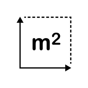 Square Meter M2 Area Measurement Icon Linear Outline Style. Real Estate, Construction, Architecture Symbol. Flat Vector Illustration Isolated on White Background