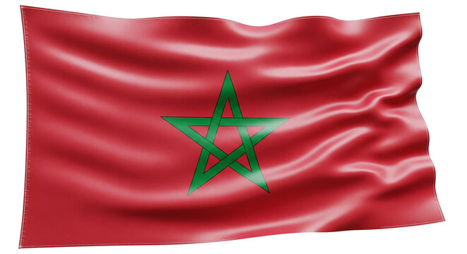 Morocco Flag Waving On Isolated Transparent Background