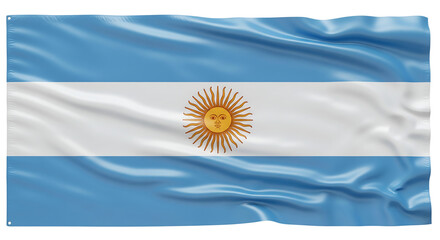 Argentina Flag Waving On Isolated Transparent Background
