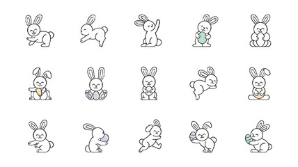A set of Easter Bunny illustrations.