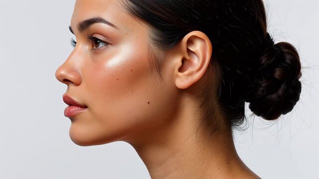 Profile of woman with bun hairstyle