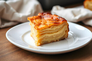 Vegan Finnish lanttulaatikko rutabaga casserole slice on plate