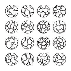 Obraz premium Cracked Earth Patterns in Circles Set of 16 Vector Illustration