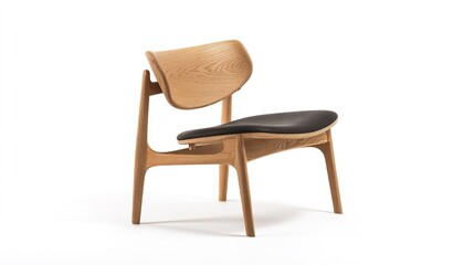 Obraz premium Modern Rustic Wooden Chair with Bamboo Seat
