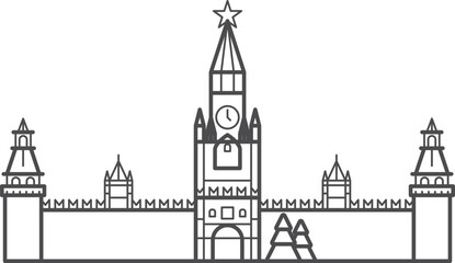 Obraz premium Kremlin line icon. Red square travel landmark