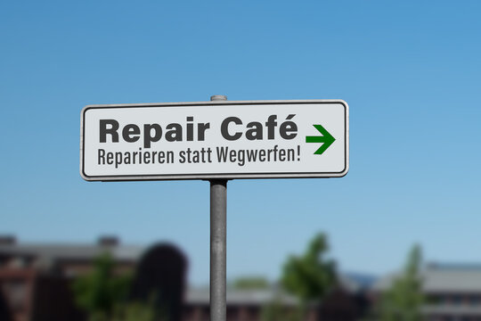 Repair Caf&eacute;, Reparieren statt Wegwerfen!, Wegweiser, (Symbolbild)