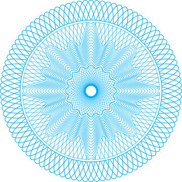 Blue line ornament circle. Round swirl figure