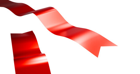 Red ribbon shining on transparent background