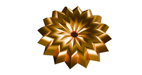 Golden flower Christmas decoration in a transparent background