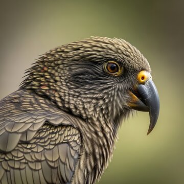 Closeup of a New Zealand parrots head and feathers