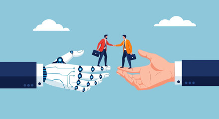 Fototapeta premium Business partnership handshake illustration depicting cooperation and teamwork between two individuals
